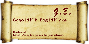 Gogolák Boglárka névjegykártya